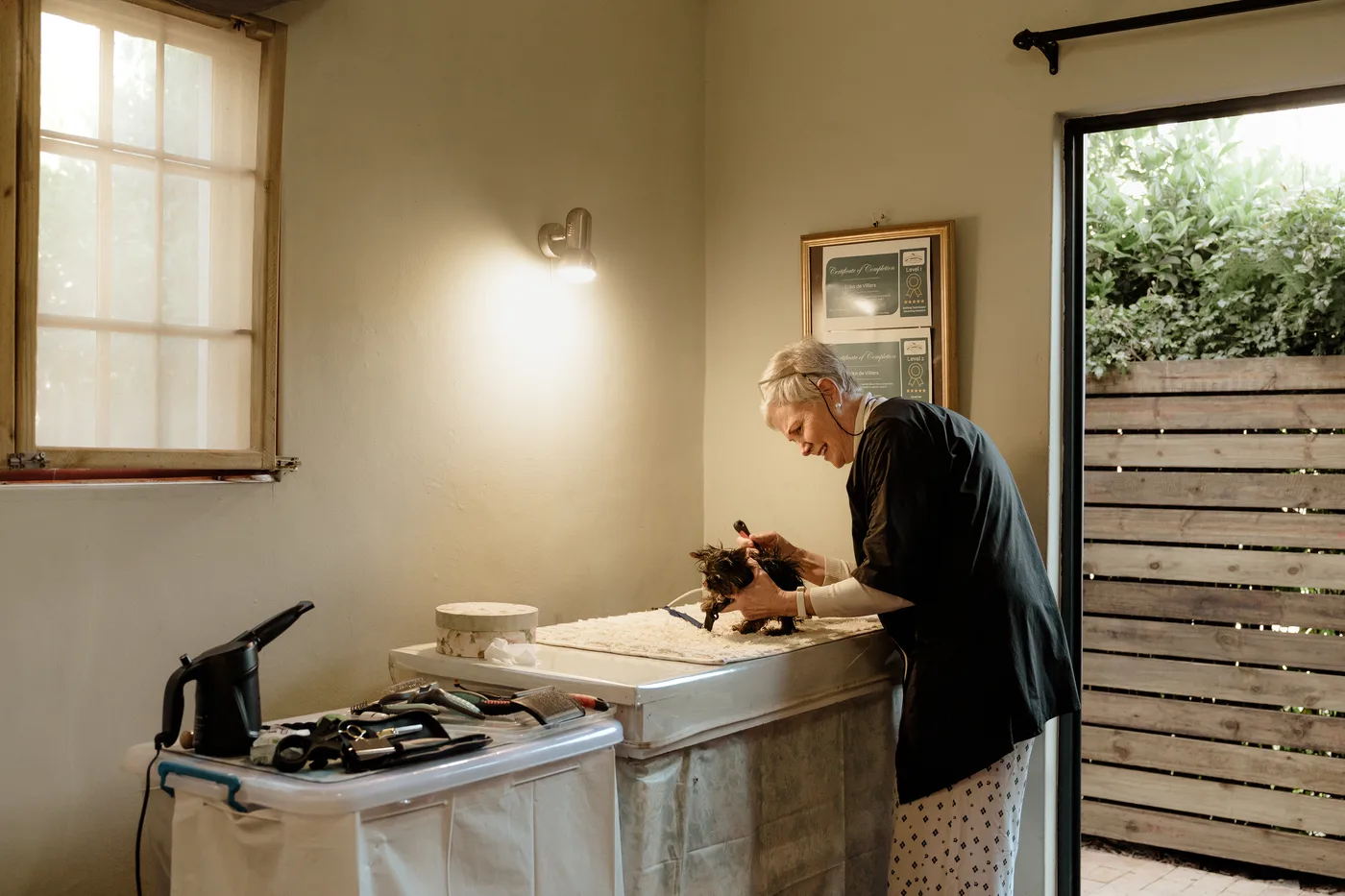 Inside the calm, light-filled grooming studio